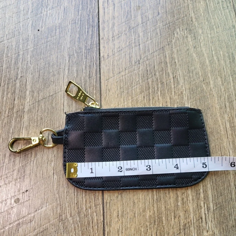 LV Style Damier Infini Key Pouch Onyx Black Leather Wallet Style N62658